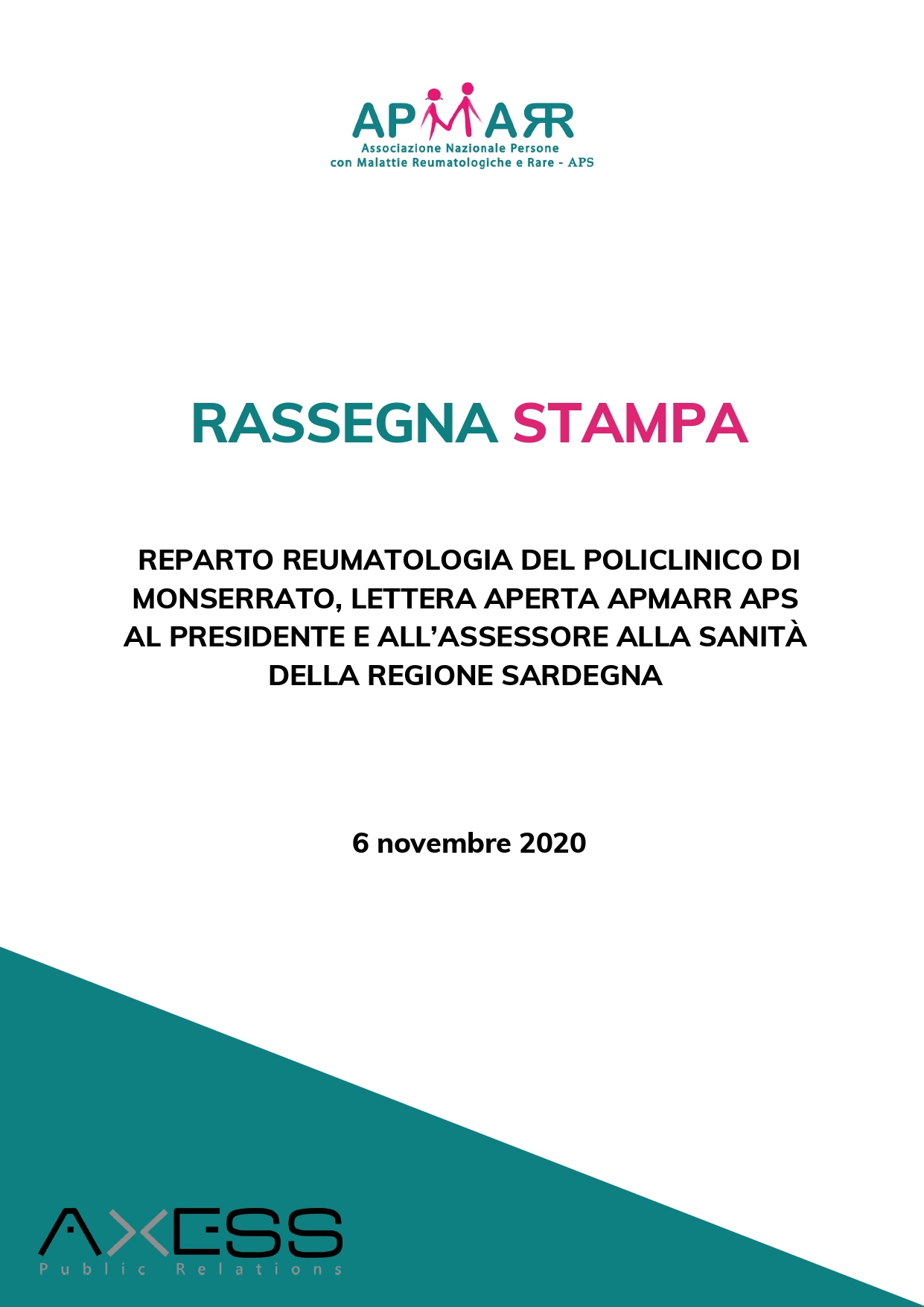 RASSEGNA STAMPA Lettera aperta APMARR APS al presidente della Sardegna Solinas e all’assessore alla sanità Nieddu