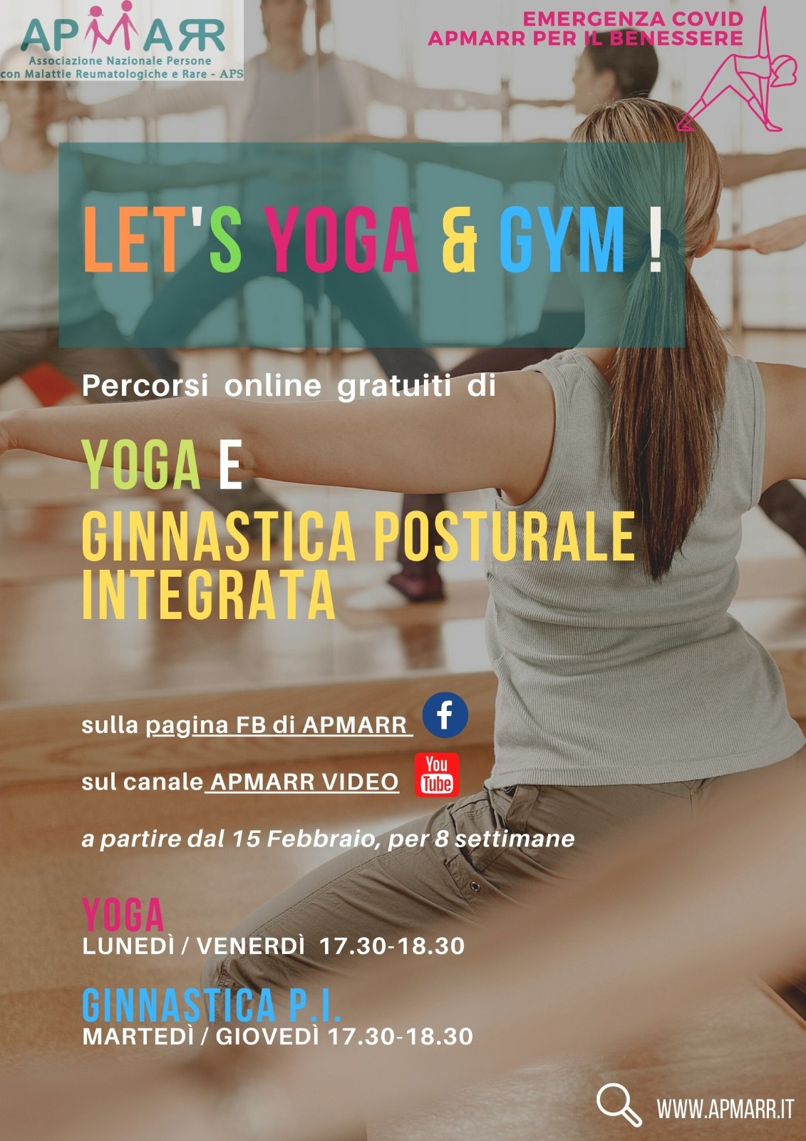 APMARR per il benessere promuove dei percorsi online gratuiti di yoga e ginnastica posturale integrata