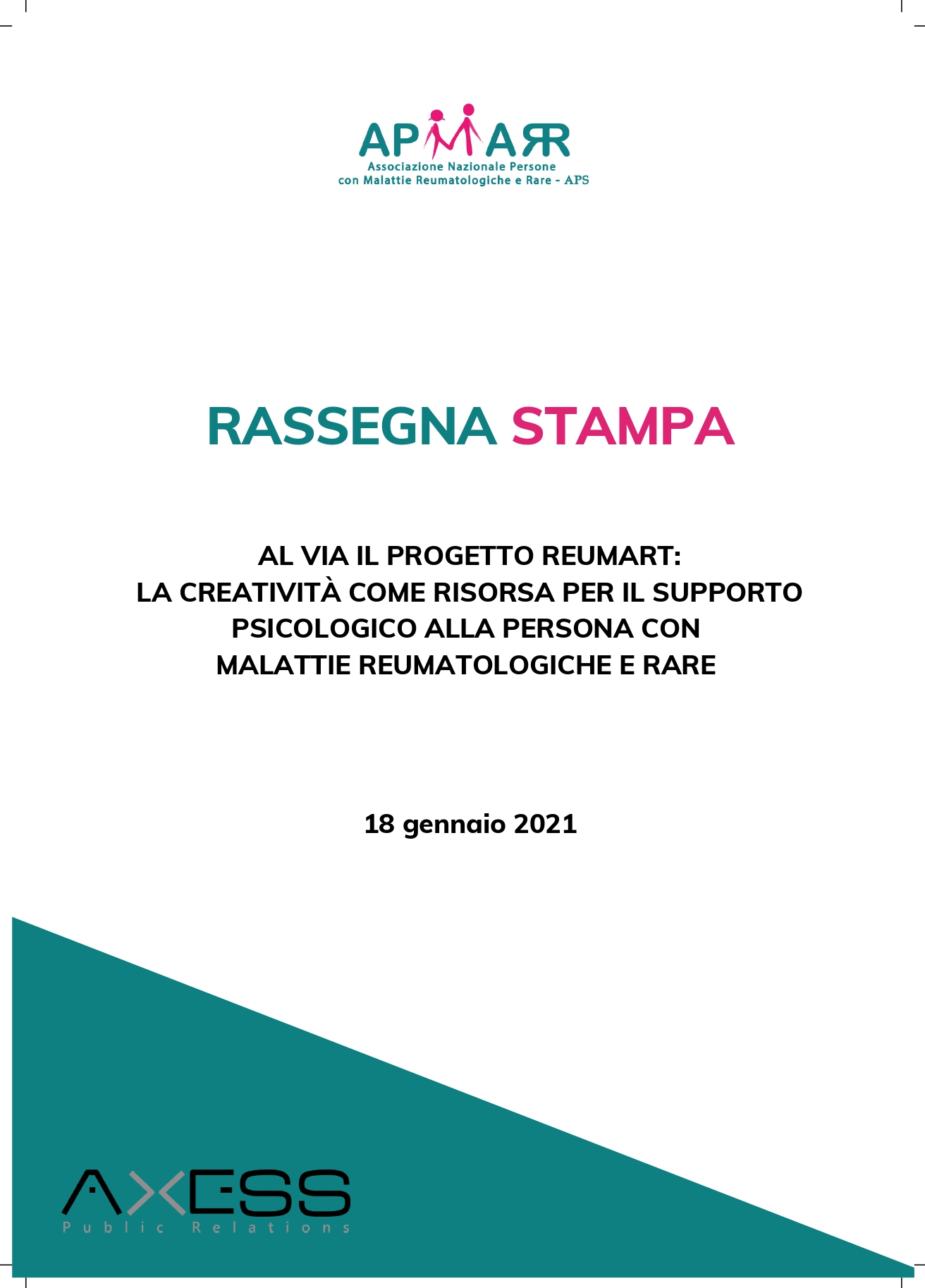 RASSEGNA STAMPA Progetto ReumArt: la creatività come risorsa per il supporto psicologico alla persona con malattie reumatologiche e rare