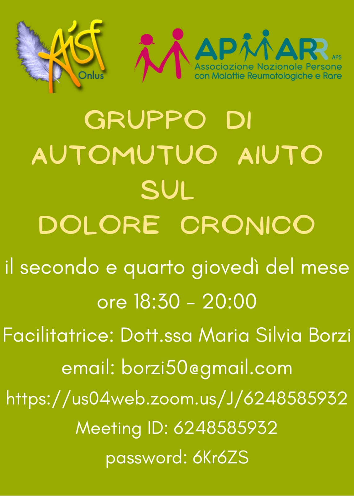 Auto Mutuo Aiuto, incontri online per persone con dolore cronico