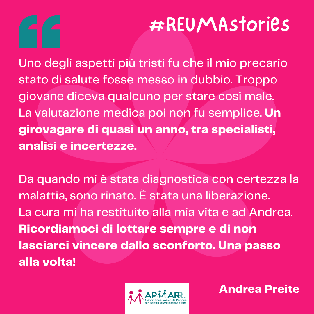 REUMAstories, Andrea racconta la sua storia con la spondilite anchilosante