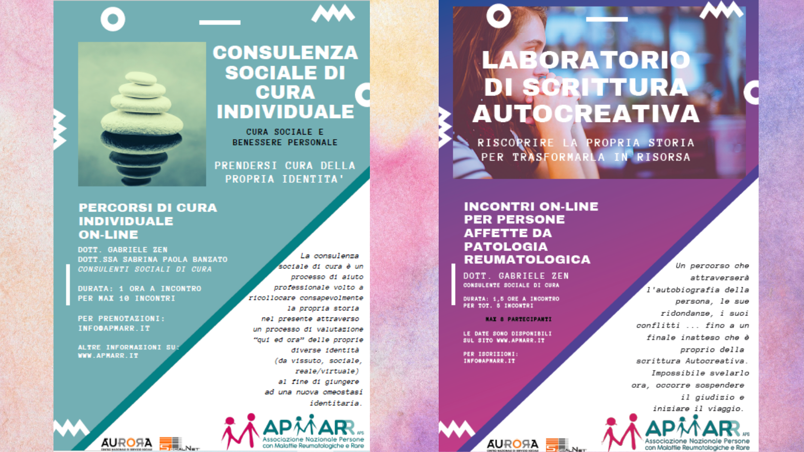 Apmarr organizza percorsi di consulenza sociale di cura individuale e laboratori di scrittura autocreativa