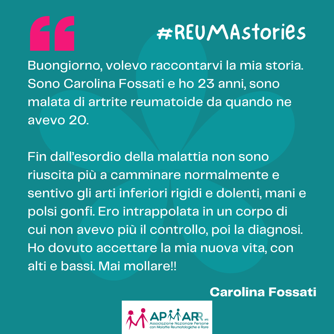 REUMAstories, Carolina racconta la sua storia con l’artrite reumatoide