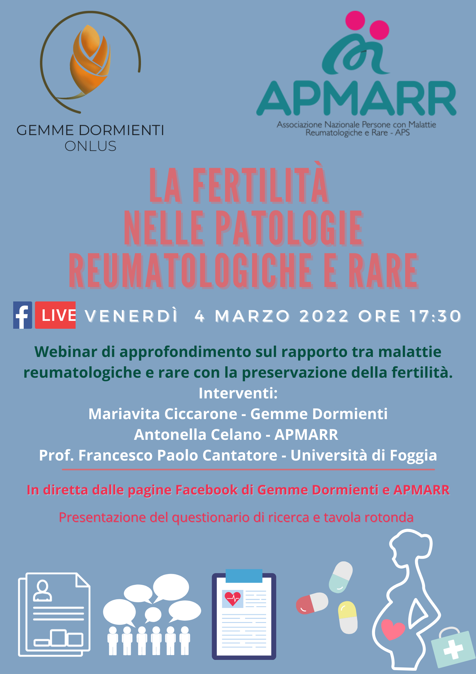 La fertilità nelle patologie reumatologiche e rare – webinar online 04/03/2022