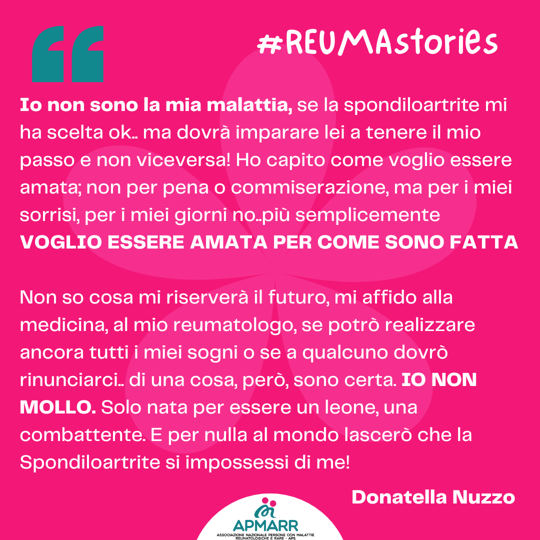 REUMAstories, Donatella racconta la sua storia con la spondiloartrite assiale e periferica