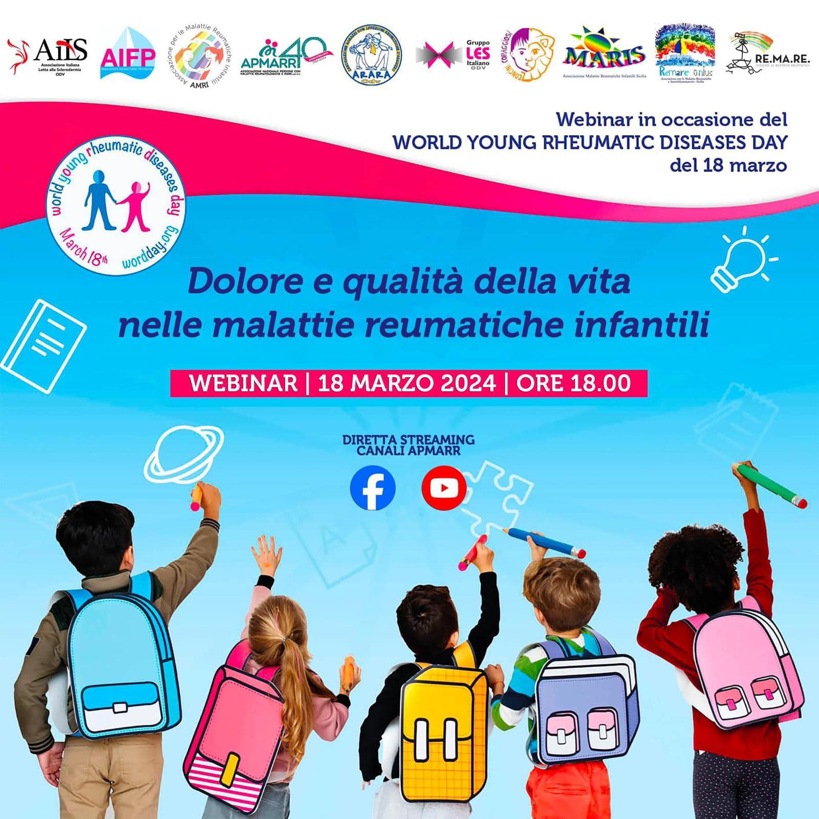 Webinar “Dolore e qualità della vita nelle malattie reumatiche infantili” – 18 marzo 2024 ore 18
