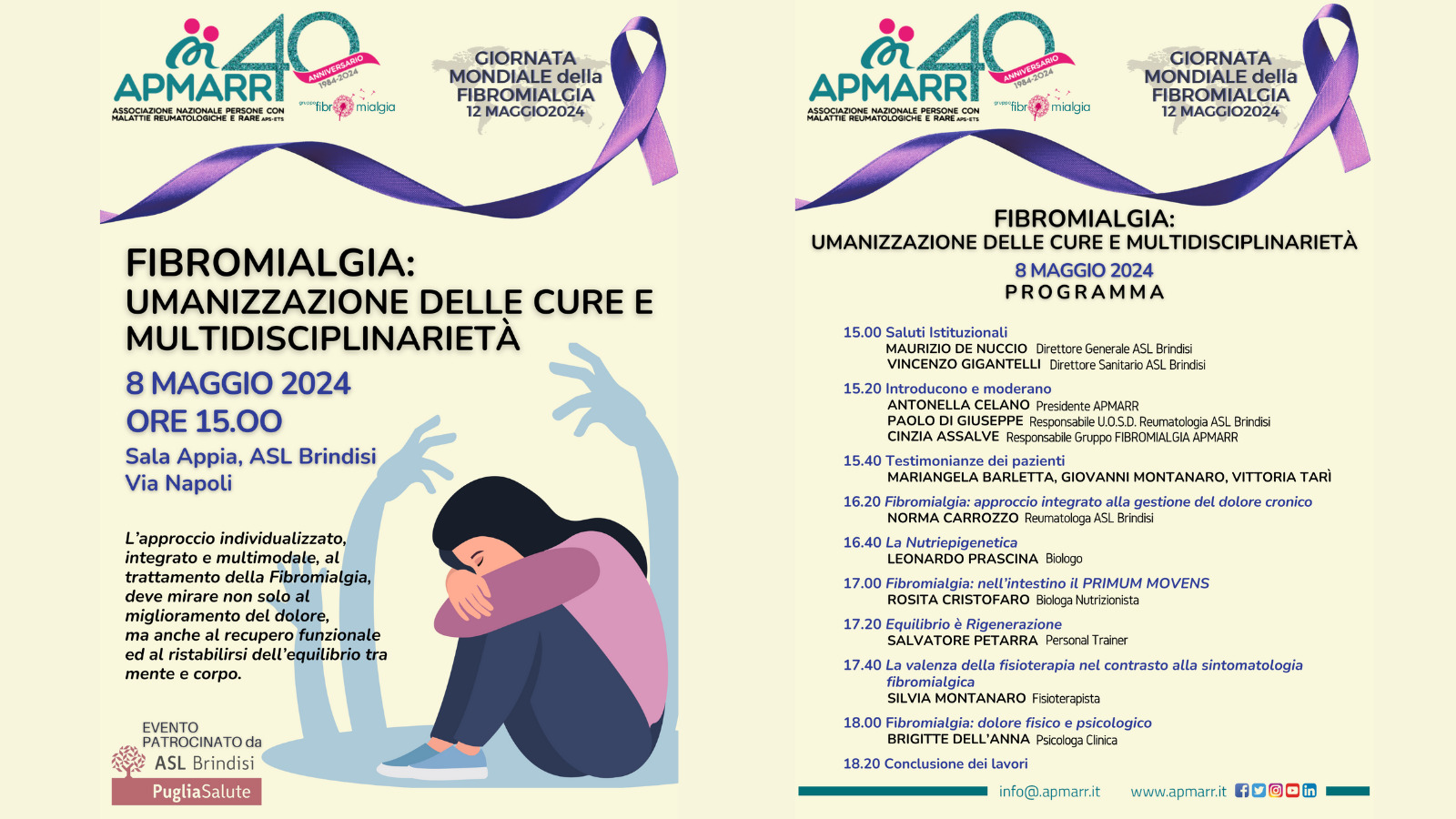 FIBROMIALGIA: UMANIZZAZIONE DELLE CURE E  MULTIDISCIPLINARIETÀ – BRINDISI, 8 MAGGIO 2024