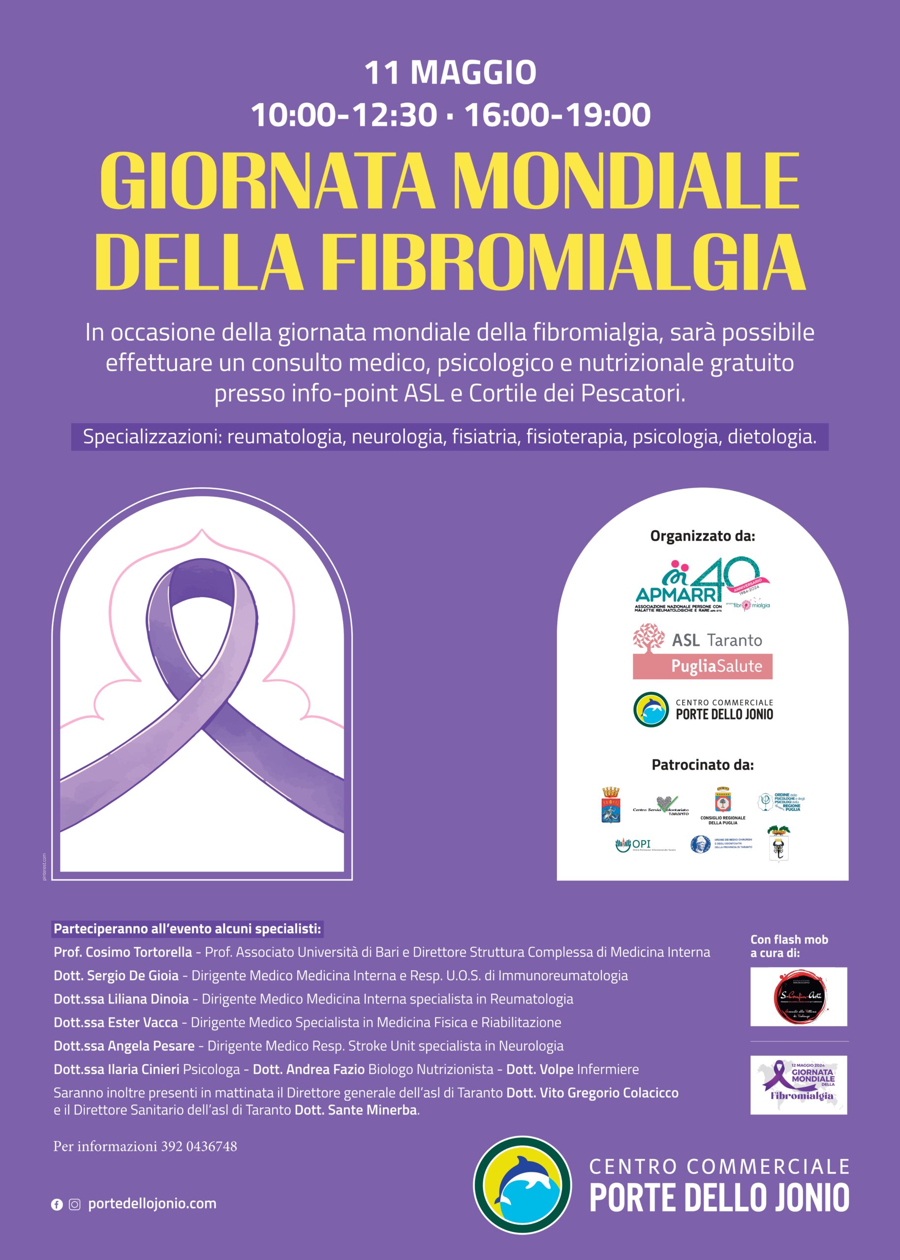 Open day giornata mondiale fibromialgia – CC Porte dello Jonio, 11.05.2024