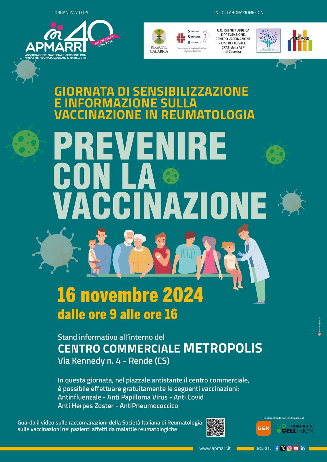 Giornata di sensibilizzazione e informazione sulla vaccinazione in reumatologia – Rende (CS), 16.11.2024
