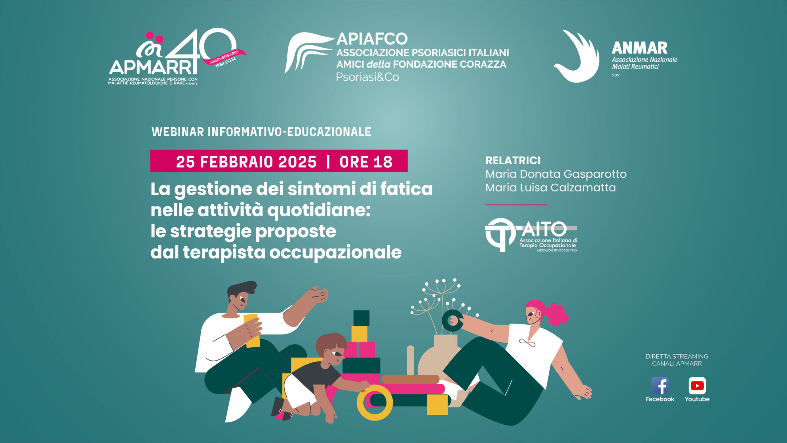 Webinar 25.02.2025 – La gestione dei sintomi di fatica nelle attività quotidiane: le strategie proposte dal terapista occupazionale
